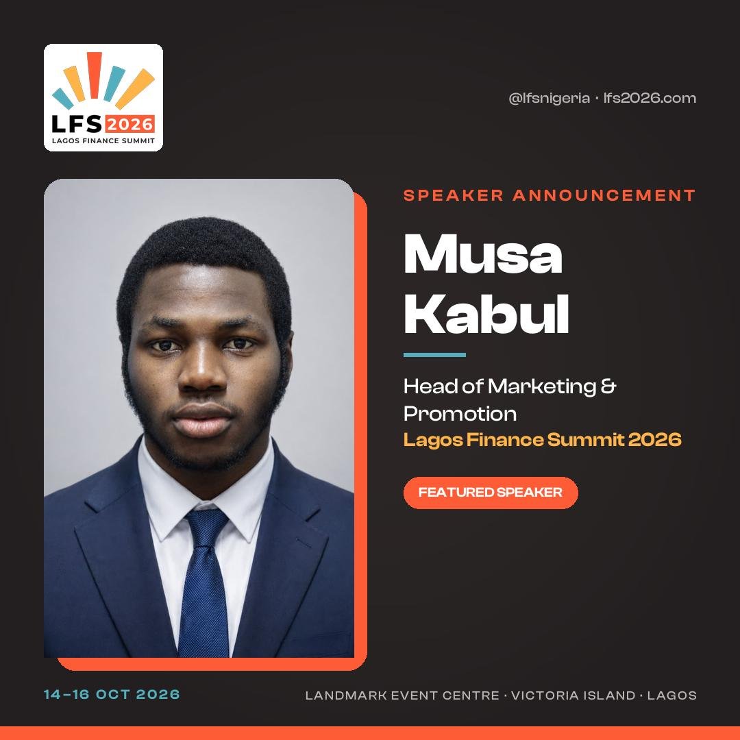lfsnigeria's tweet photo. 🎤 LFS 2026 SPEAKER

Musa Kabul joins us at LFS 2026 to share insights on finance, business and strategic growth.

🔥 Follow, share &amp; stay tuned!

@rxleemusa

#LFS2026 #LagosFinanceSummit https://t.co/IRTWEKY7R5