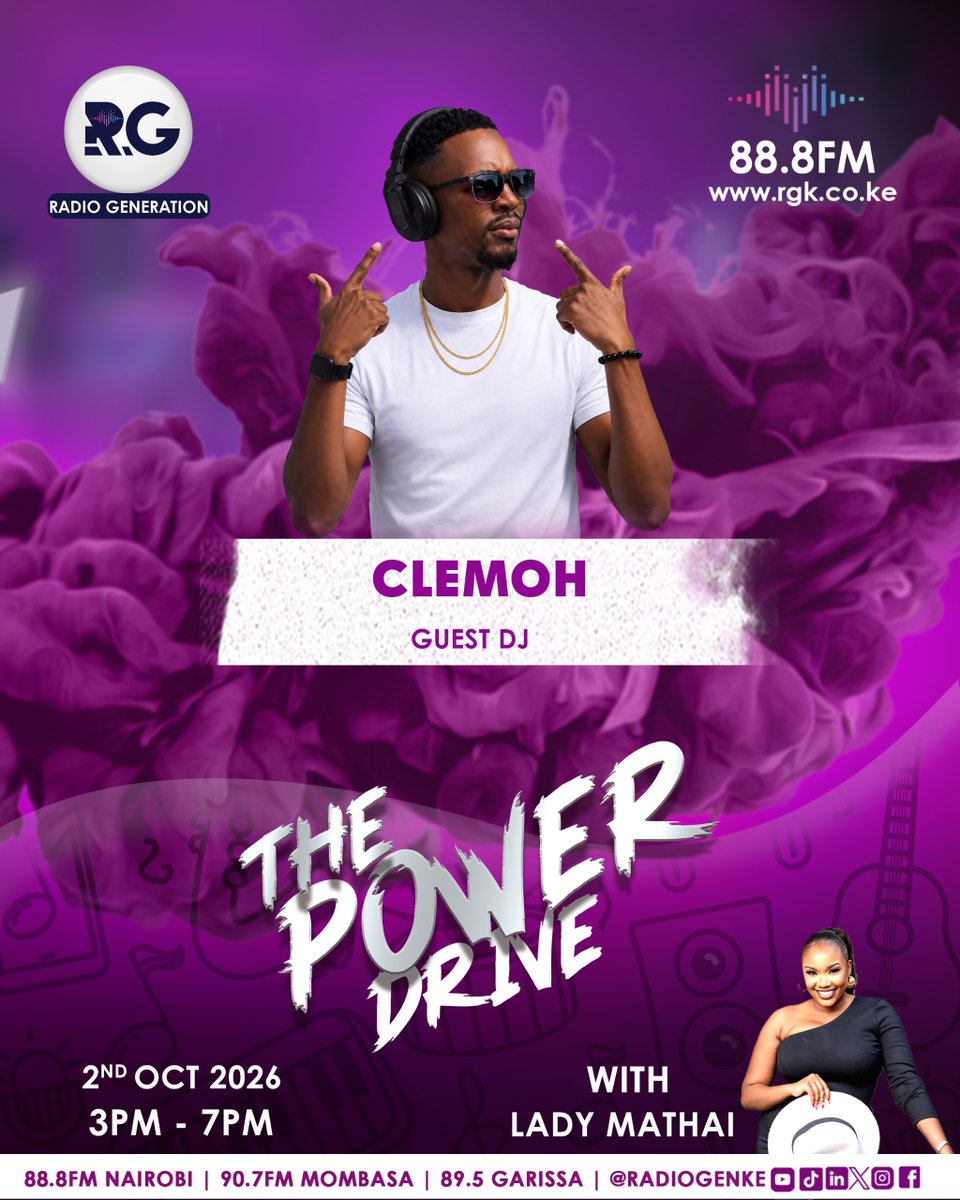 RadioGenKe's tweet photo. Friday just entered the chat! It’s #PowerWaveFriday and #ThePowerDrive show is about to turn your Friday all the way up bringing the heat, the vibes and the tracks you need to launch into the weekend!
#HomeOfHardTruths
@lady_Mathai @IamClemoh https://t.co/alxWjMKWes