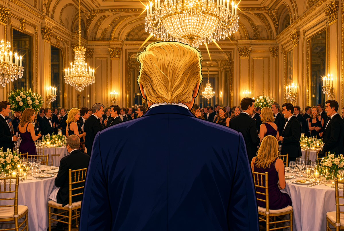 LarkDavis's tweet photo. Congress just tanked the crypto bill because Democrats said it didn’t stop Trump from cashing in on digital assets. He reported more than $1.4 billion from family crypto last year.

Right on cue, the $TRUMP site opened a contest for a Nov. 22 dinner at his Virginia golf club for the top 185 holders. Trump is set to appear. Third one of these.

Got to admire the commitment.