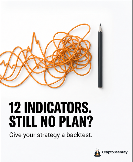 cryptoseenzey's tweet photo. Your chart has 12 indicators      and the visual clarity of a spaghetti emergency. Somewhere in there, a      strategy is asking for help. 🍝📉

Adding another signal won’t automatically explain why you should enter. If two indicators disagree, which one matters? What would make you exit? Can someone else understand your rules?
Start by making the idea clear enough to test. Explore CryptoSeenzey’s educational content and backtesting tools to examine how your approach behaves across historical scenarios. Be careful about endlessly adjusting rules until the past looks perfect; an idea can fit old data and still struggle in new conditions. Use the results to ask better questions.

Join CryptoSeenzey and give the strategy underneath those lines a proper test 👉 https://t.co/fjukNZMXt3