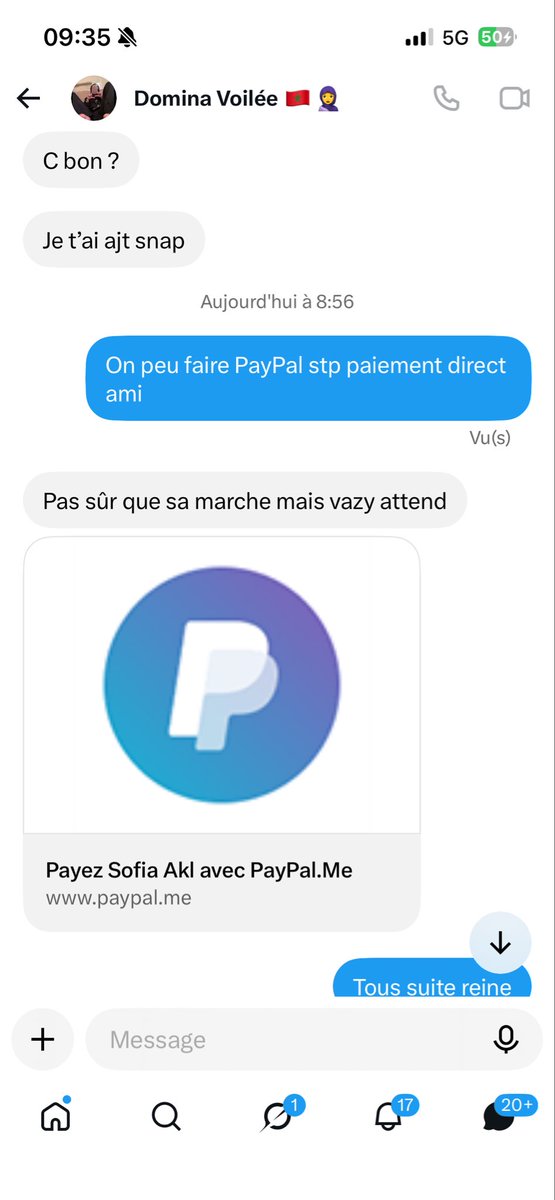 balbustball's tweet photo. @Dominavoilee  c’est une grosse carotte 🥕 tu payes pour une CAM et au final y a rien du tout.
Elle te dit oui t’inquiète pas on va la faire tout à l’heure tout à l’heure …… + 24h après y a rien. Attention ⚠️ à elle 
#domina #fake #findom #soumis #feet https://t.co/R4f4rN8XQU