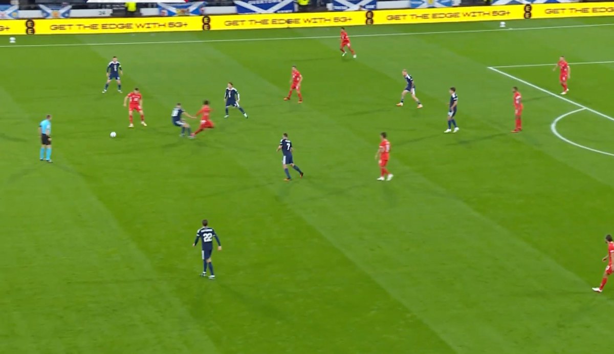 TFA_Analysis's tweet photo. Scotland’s press left Hendry one pass away from a race with Ndoye.

Manzambi’s flick and Amdouni’s lay-off opened the route through. Hendry’s foul then cost Scotland a defender and a goal.

How Switzerland took control:
https://t.co/jaT64fN1Gl https://t.co/CDKgOFB7IS