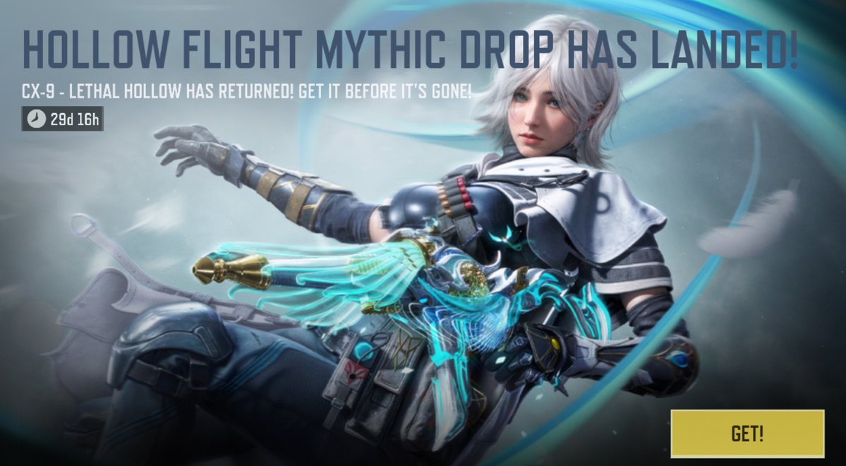 kaguduty's tweet photo. The CX-9 Mythic is making its return!

CX-9 — Lethal Hollow
Kestrel — Blessed Hollow

A highly requested Mythic returning after 3 years.

The blueprint still looks great, but the CX-9 itself feels more suited for close-range fights nowadays. https://t.co/124C8zovxB