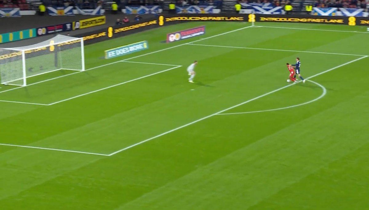 TFA_Analysis's tweet photo. Scotland’s press left Hendry one pass away from a race with Ndoye.

Manzambi’s flick and Amdouni’s lay-off opened the route through. Hendry’s foul then cost Scotland a defender and a goal.

How Switzerland took control:
https://t.co/jaT64fN1Gl https://t.co/CDKgOFB7IS