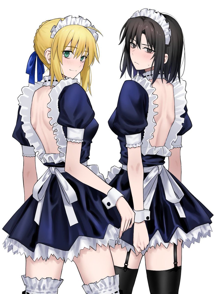 nekohakuuu's tweet photo. Saber and shiki in maid outfits https://t.co/CKoQBit1Dp