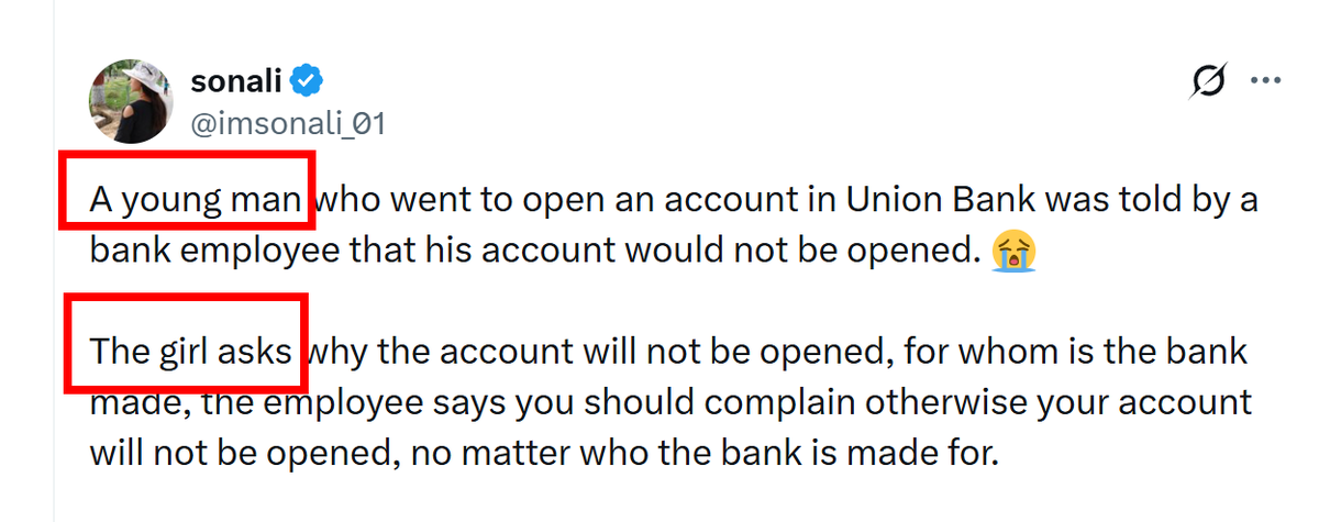 bantumukka's tweet photo. @imsonali_01 At first you say 'a young man', and then you say 'the girl asks' in second para, this seems your cooked up imaginary story. https://t.co/WX77wvxzT0