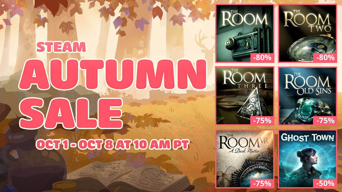 Fireproof_Games's tweet photo. STEAM SALE! Get up to 80% off our games in the Steam Autumn Sale!
🍂https://t.co/i7C5toHS0b🍂

#SteamAutumnSale #Steam #SteamVR #VR https://t.co/fGAMITANoi