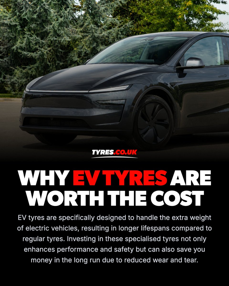tyresukofficial's tweet photo. Thinking about EV tyres? 🤔

They might cost more upfront, but their durability means you save in the long run. Regular tyres wear out faster due to the added weight of electric vehicles. Choose wisely for a smoother ride with https://t.co/6Lnzst65zC.

Read more at https://t.co/FMCClKw5e4