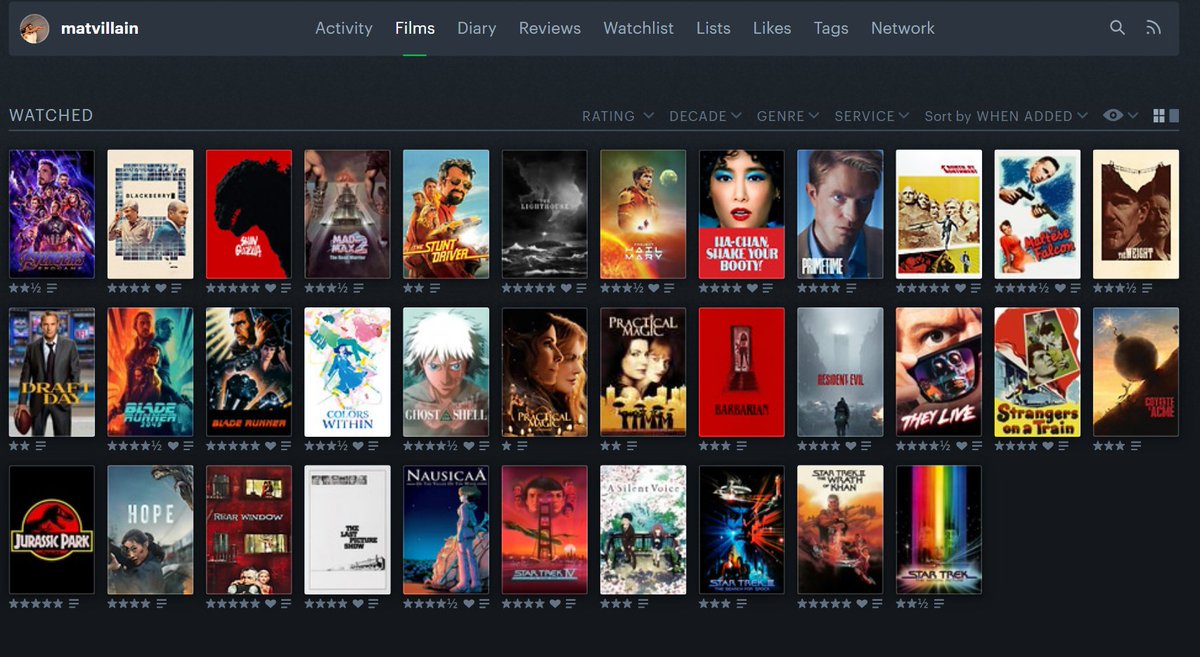 matvilllain's tweet photo. Made a new letterboxd account and committed to reviewing everything I watch on Sep. 04. These are all my September watches/rewatches since then. 24/34 were in theaters. https://t.co/71dpFM1vys