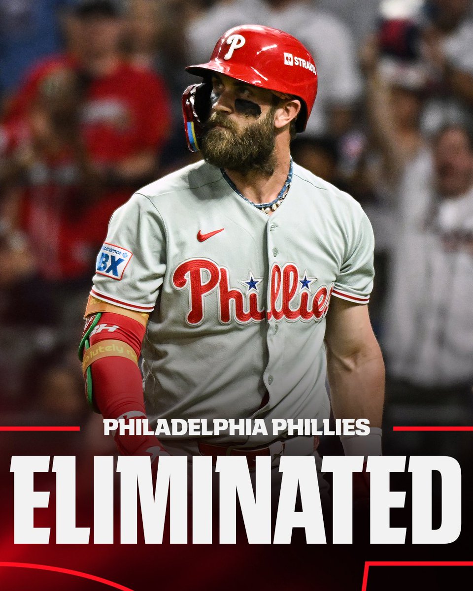 SportsCenter's tweet photo. The Philadelphia Phillies lose to the Braves and have been eliminated from the playoffs. https://t.co/uYQAJMMnnH