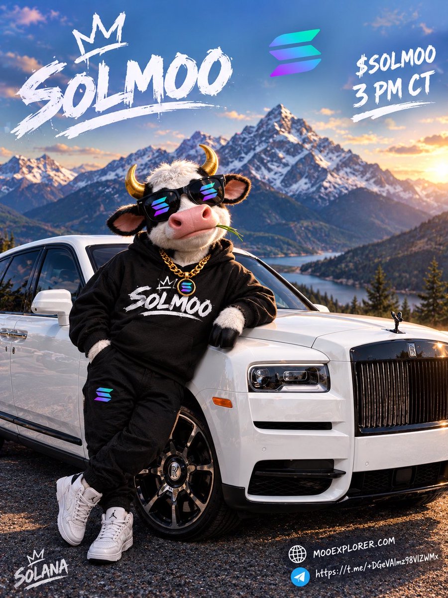 SOLMOOsvj's tweet photo. 🐮❤️ TOMORROW, WE MOO.

$SOLMOO launches tomorrow at 3 PM CT.

We’re building this from the ground up — and you can say you were here before the moo got loud. 🌙🚀

Don’t miss the beginning.

🌐 https://t.co/Rx4xI5bc7z
💬 https://t.co/vpmJSuUsmS

#SOLMOO #Solana #MemeCoin #CRYPTOCLARITYACT