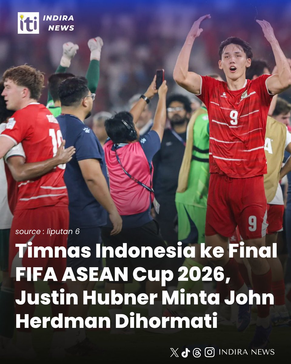 IndiraNews's tweet photo. Justin Hubner membela John Herdman setelah Timnas Indonesia memastikan tiket final FIFA ASEAN Cup 2026.

Hubner menilai kritik terhadap Herdman tidak adil karena sang pelatih dinilai telah mencurahkan banyak waktu dan tenaga untuk Timnas Indonesia.

#TimnasIndonesia #FIFAASEANCup https://t.co/pa4SVPTdzX