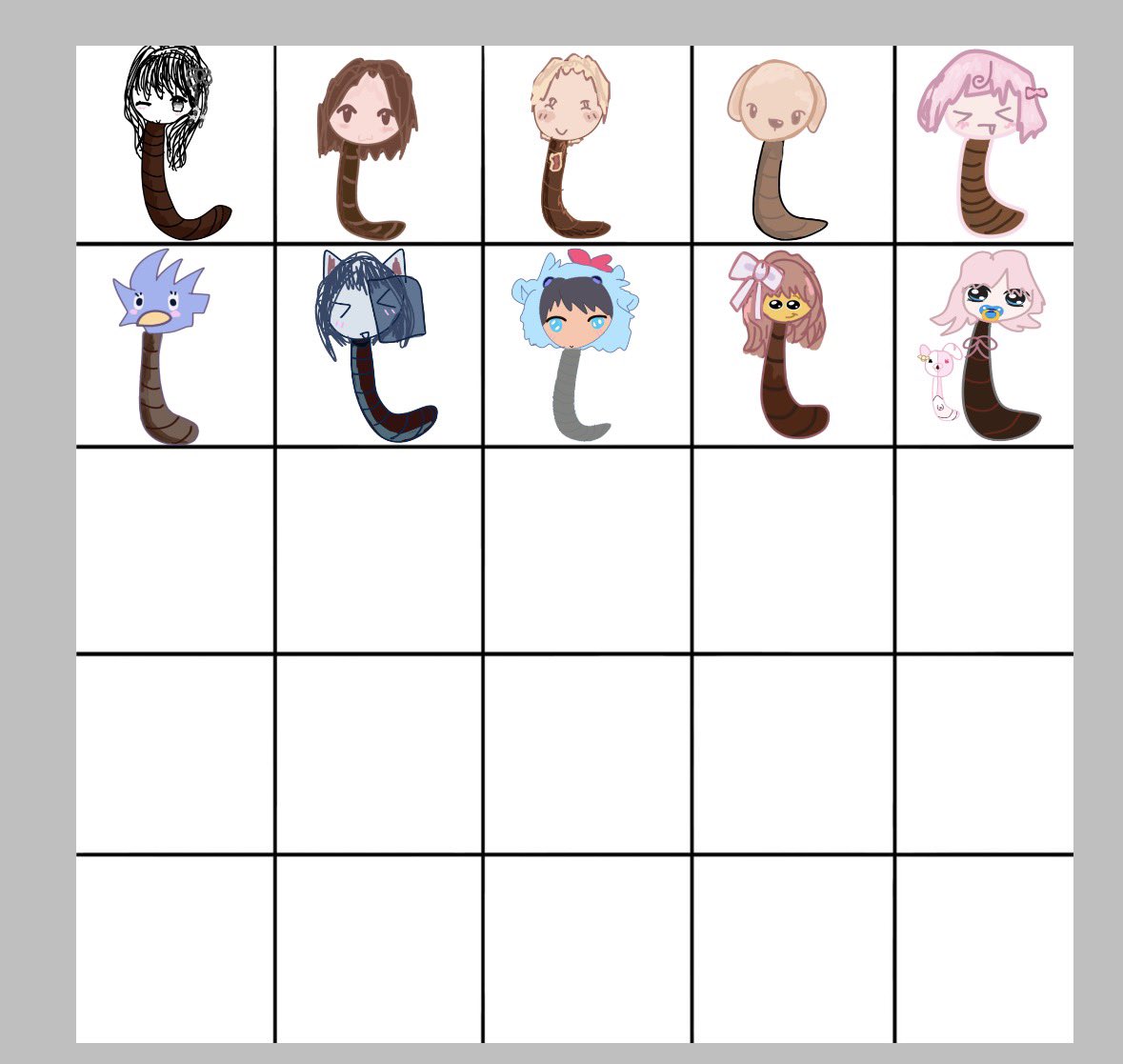 90scupcake's tweet photo. second row is done….. i feel like im improving with my new art style every small actual doodle #art so freaking happy rn

@Linttrapped @HengieHeng @cutelttleangel @LiliansVA @cutiefalco I FINISHED!!!! Hope U Like!!!! https://t.co/4YkjmakFVU