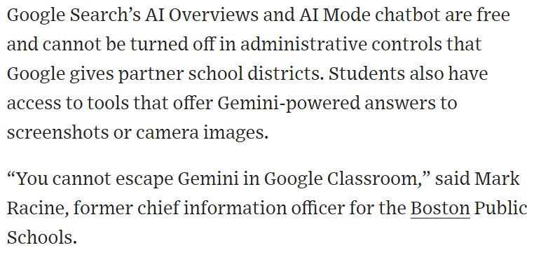 nicknugent's tweet photo. Google's forcibly pushing AI on students, as more empirical studies show how AI harms their ability to do cognitively challenging tasks, seems indefensible. https://t.co/HiaGjgxUOD
