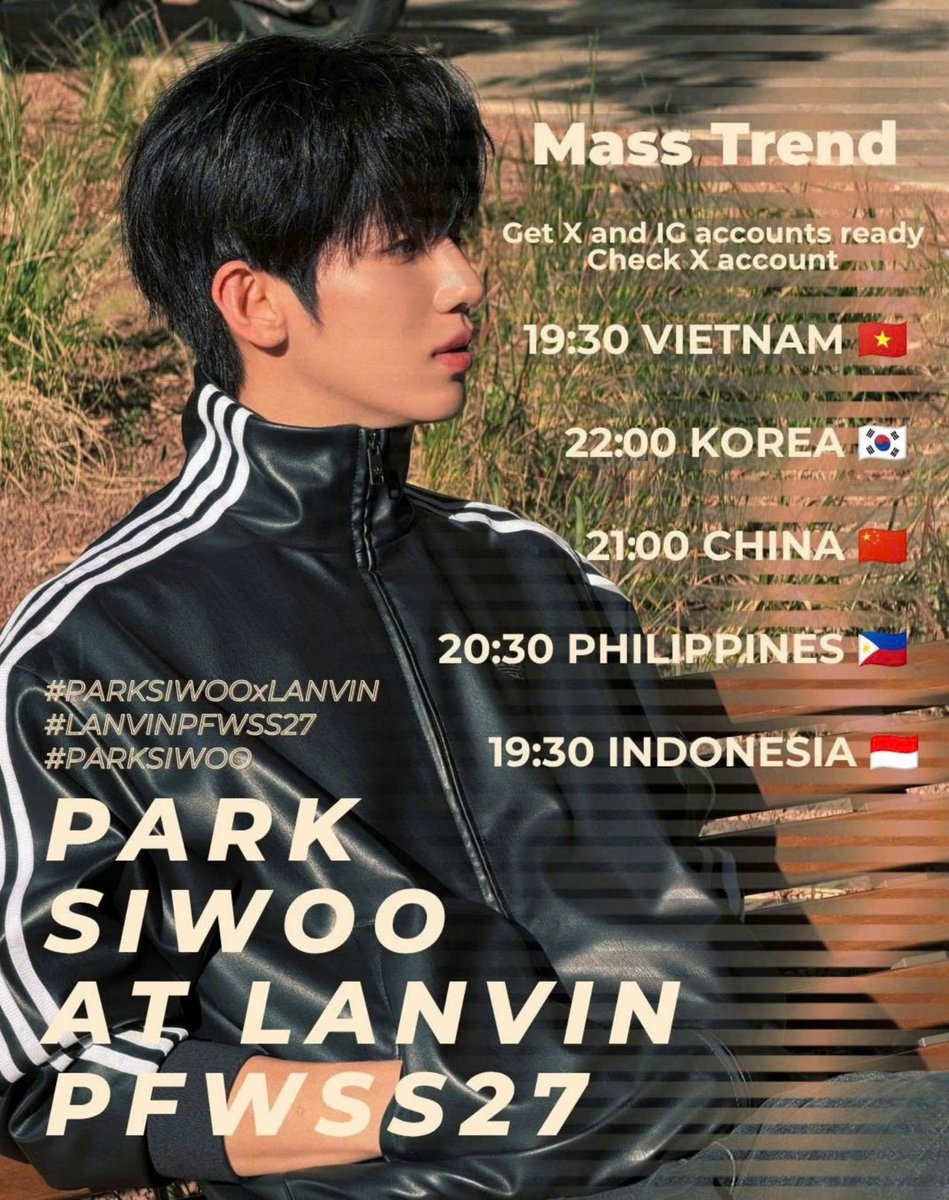 siwoo_krfn's tweet photo. 📢 파리패션위크 10/2일 총공 계획 
[시간 변경 / Time Changed] 

파리를 빛내는 별🇫🇷 시우의 여정을 함께해주세요

📆 22:00 KST — 총공 시작 (LANVIN 쇼 시작 30분 전)

🔑 KEYWORD
PARK SIWOO AT LANVIN PFWSS27

#️⃣ 총공 전 사용 금지🙅‍♀️
# PARKSIWOOxLANVIN
# PARKSIWOO
# LANVINPFWSS27

🔎 총공방법
KEYWORD를 검색 상위 게시물 좋아요&하트! 이 후 해시태그 사용 게시물 작성하기

#PARKSIWOO #박시우