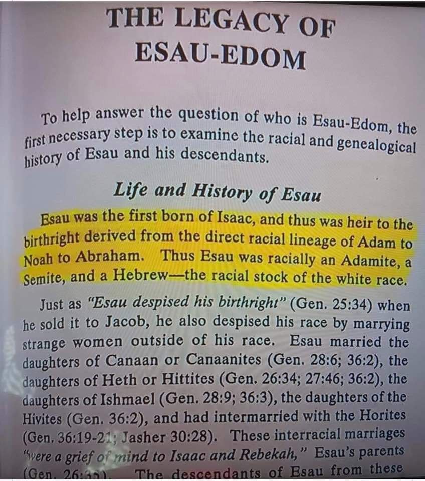 MightyGad's tweet photo. @jajuan_rob32563 @pakt444 @Disillusioned09 @TheFinalBot1 They are Edomites, sons of Esau. Forsaken by God. Slated for destruction at the hands of Christ the Black Messiah. Read Revelations 13:10 KJV. Their grandkids and great great grandkids will be slaves to repay the blood debt that they owe. They are the man of perdition. https://t.co/6IIevYBIGJ