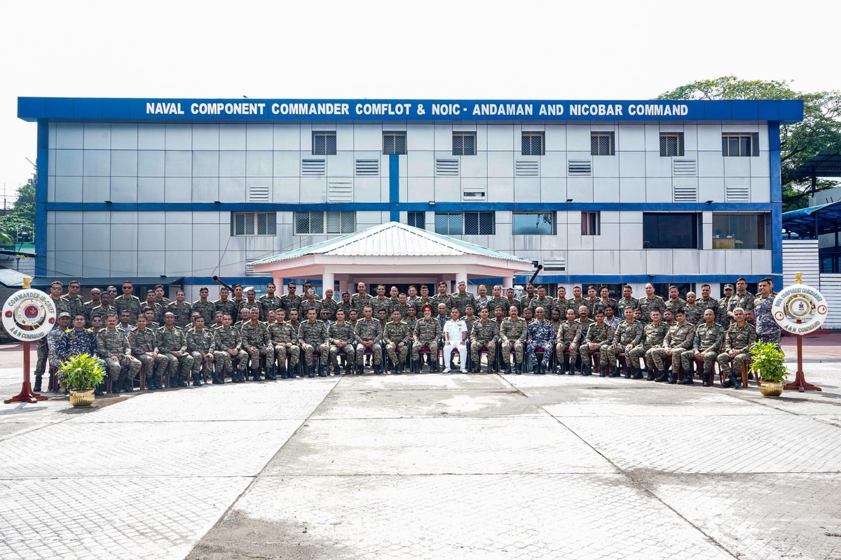 AN_Command's tweet photo. *Strengthening Jointness. Enhancing Maritime Understanding*

A 102-member delegation of the HCC–55th Course, led by Lt Gen Ajay Chandpuriya, AVSM, VSM, Commandant, Army War College, visited Andaman & Nicobar Command from 27–30 Sep 2026 as part of its Forward Area Tour.

The delegation gained insights into the operational, logistical and strategic dimensions of India’s only Tri-Service Command, with a focus on the complexities of the island and maritime domains.

The engagement reaffirmed the emphasis on Jointness, Integration and Inter-Service Synergy, contributing to the development of future military leaders for integrated, multi-domain operations.

#Jointness #MaritimeSecurity #Integration
 #IndianArmedForces #IndoPacific