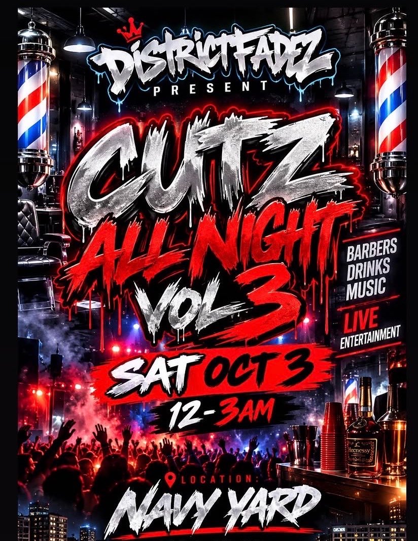 DeweyOuttaDC's tweet photo. This Saturday 

Haircuts &amp; Dancers 

Time: 12-3a
Location: Navy Yard 

#DC #MD #VA #Strippers #Dancers #Drinks #Music #LiveEntertainment #Baddies #Vibes #Fun #Party https://t.co/osPyoL3Je3