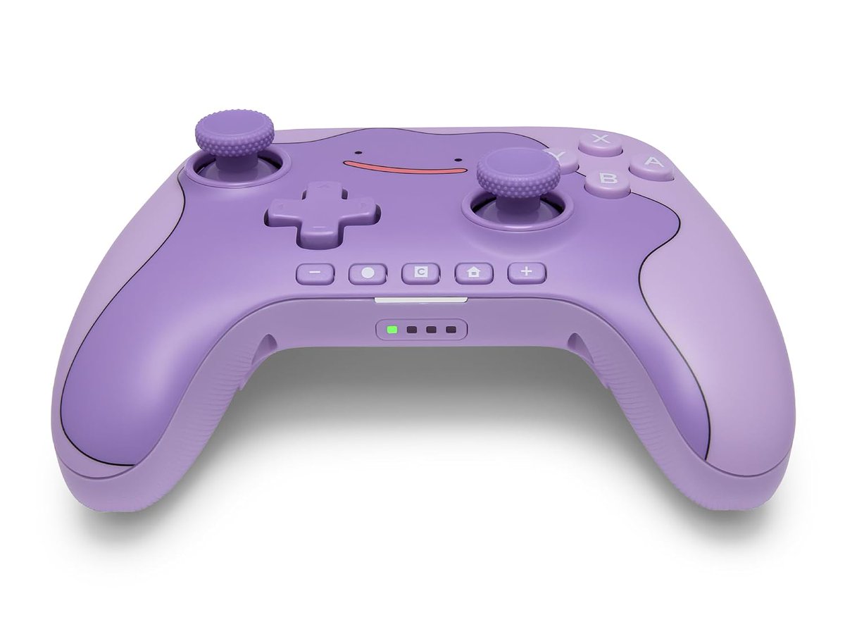 KawaiigamingT's tweet photo. 【　速報💜　】

メタモンがコントローラーにへんしん！？

PowerA Switch 2用公式ワイヤレスパッド『Ditto』がアメリカ版Amazonで突如公開✨

全身ラベンダー×にっこり顔が反則級の可愛さ…！

スペックも見たらドリフト知らずのホール効果スティック＆背面ボタン搭載の本格派だった😆🎮 https://t.co/vA2FdUeZma