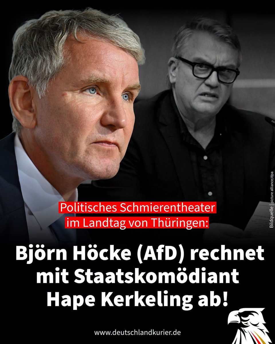 von_blauweide's tweet photo. Herr Höcke bringt es auf den Punkt: Die Vorkommnisse im Thüringer Landtag  gleichen einem Schmierentheater . Solche rein politischen Vorführungen beschädigen die Glaubwürdigkeit demokratischer Institutionen. Das ist keine Demokratie, das ist eine Farce. https://t.co/yXpz98PRSi
