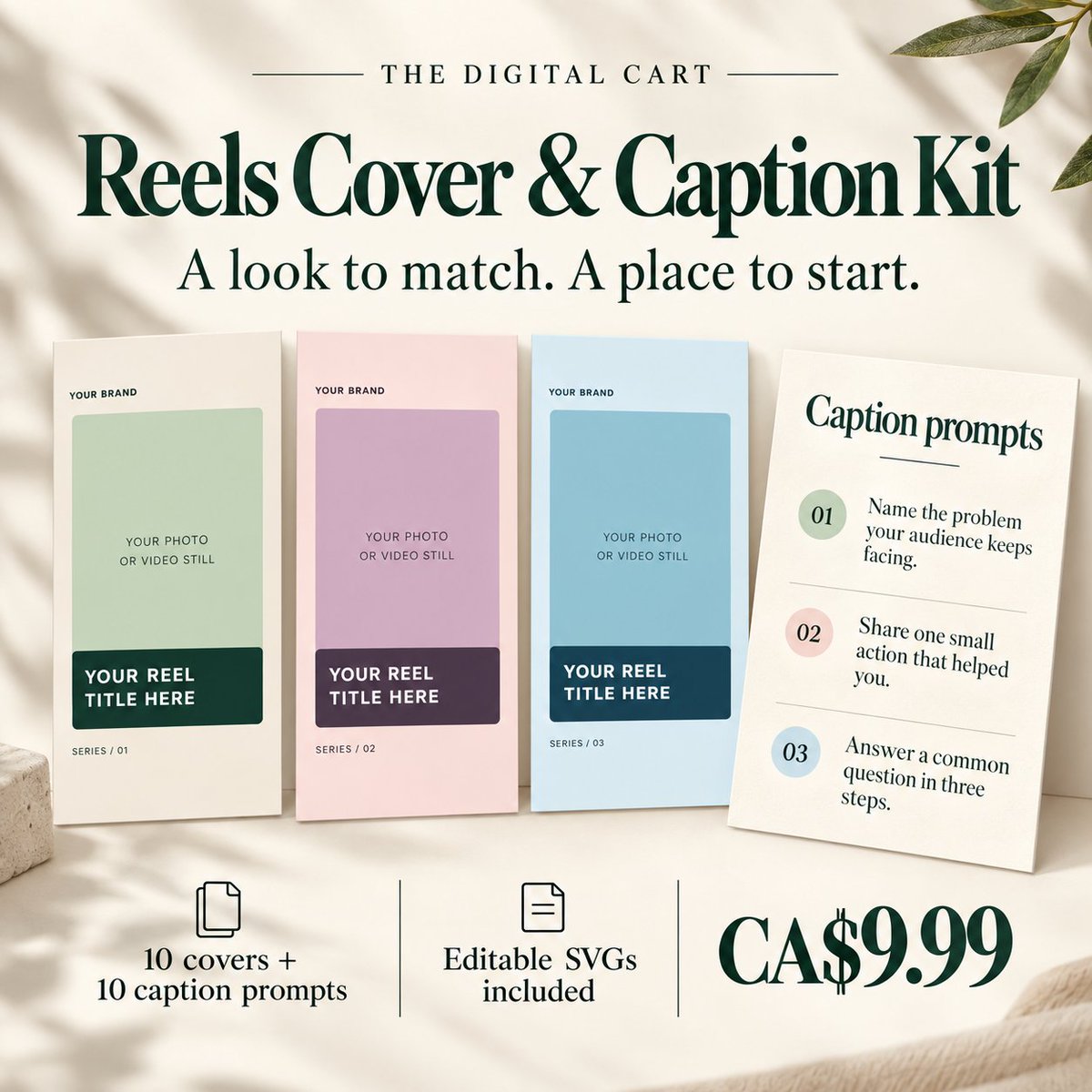 getlockcart's tweet photo. A look to match. A place to start. ✨

10 Reels cover layouts plus 10 caption-writing prompts. Editable SVGs included—add your own images, titles and branding.

CA$9.99 for the downloadable kit.

Shop through the link in my bio → Templates → Reels Cover &amp; Caption Kit. https://t.co/mB51hTFNY2