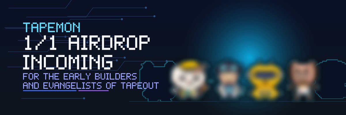 nandpu_ai's tweet photo. TAPEMON 1/1 AIRDROP INCOMING.

Hand-made, pixel by pixel.
One character for each of TapeOut's earliest builders and evangelists.

Free. No forms.
The chain remembers who was here first.

We'll reveal them one by one, starting soon.
Gate by gate. 🧠

#TapeOut @TapeOutWorld https://t.co/X6gTQR18Sr