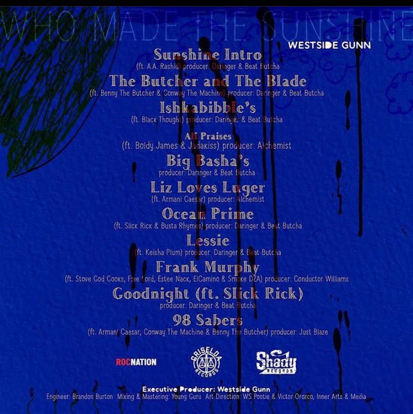 spacecowboyhash's tweet photo. October 2nd, 2020. 

Happy 6th anniversary to Westside Gunn's "Who Made The Sunshine". ⚖️🦂☀️ https://t.co/WXGYG0NQI9