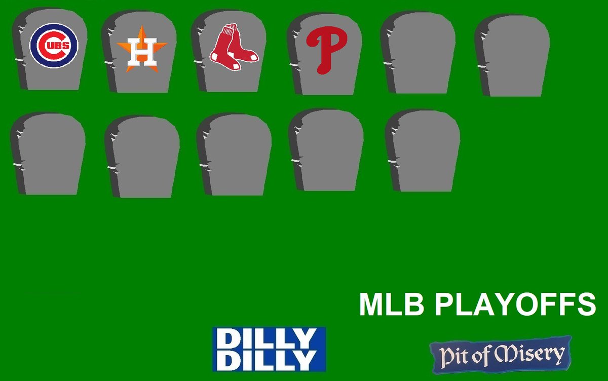 josh9180185266's tweet photo. The Chicago Cubs, the Houston Astros, the Boston Red Sox and the Philadelphia Phillies are the first four teams to be sent to the MLB Playoffs Pit of Misery. #DillyDilly https://t.co/RiXvw7kcQR