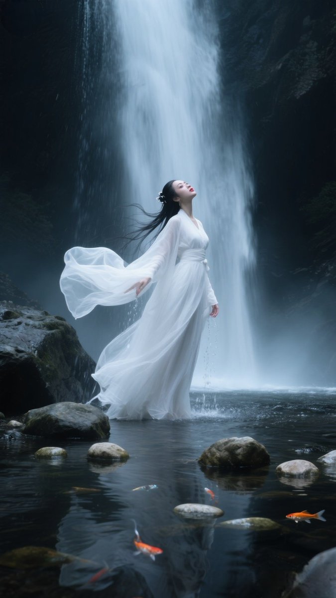 izo_5159ux's tweet photo. [Warm jacket, unique椎 pattern, and a relaxing sound of a waterfall make a cozy moment.] https://t.co/S8fE7Jewhz