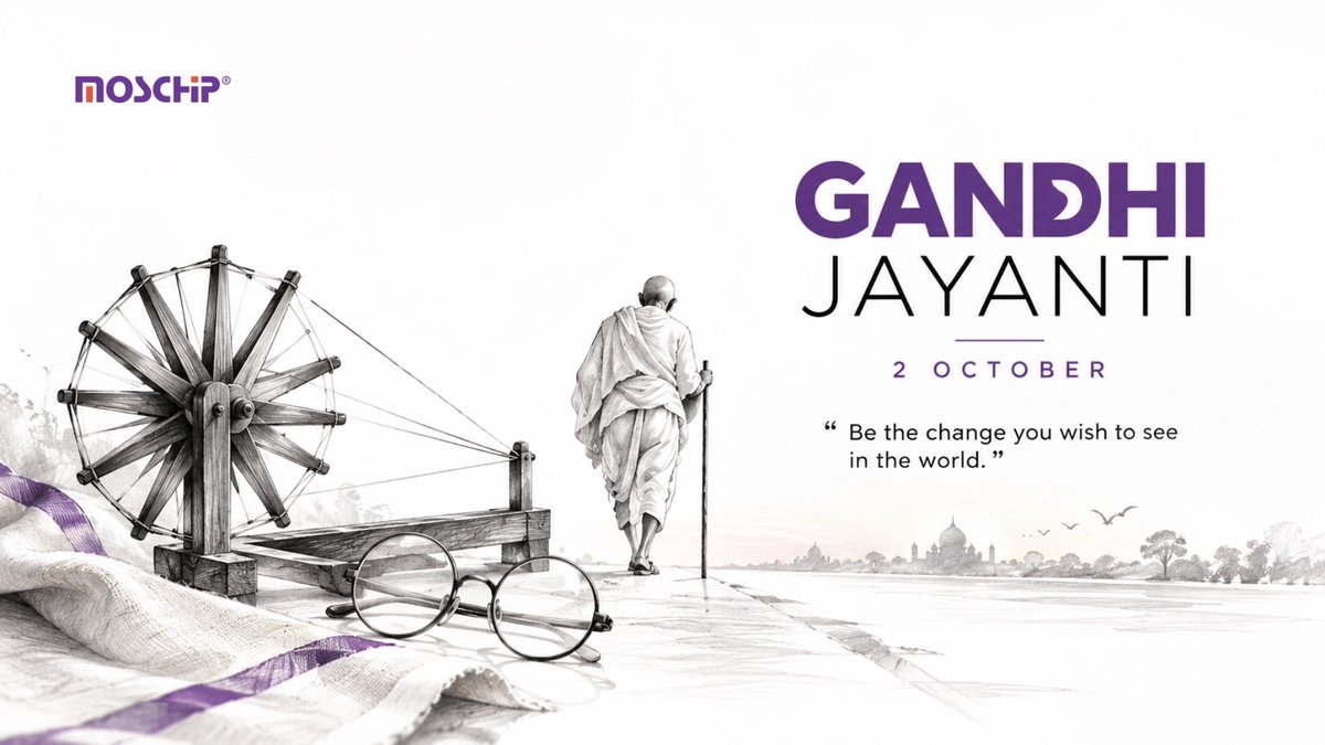 MosChipTech's tweet photo. Great change begins with simple actions.
we reflect on the enduring values of integrity, perseverance, and peaceful progress that continue to inspire generations.

Wishing everyone a meaningful Gandhi Jayanti.

#GandhiJayanti #Inspiration #Integrity #Innovation https://t.co/RsMIESCJ5T