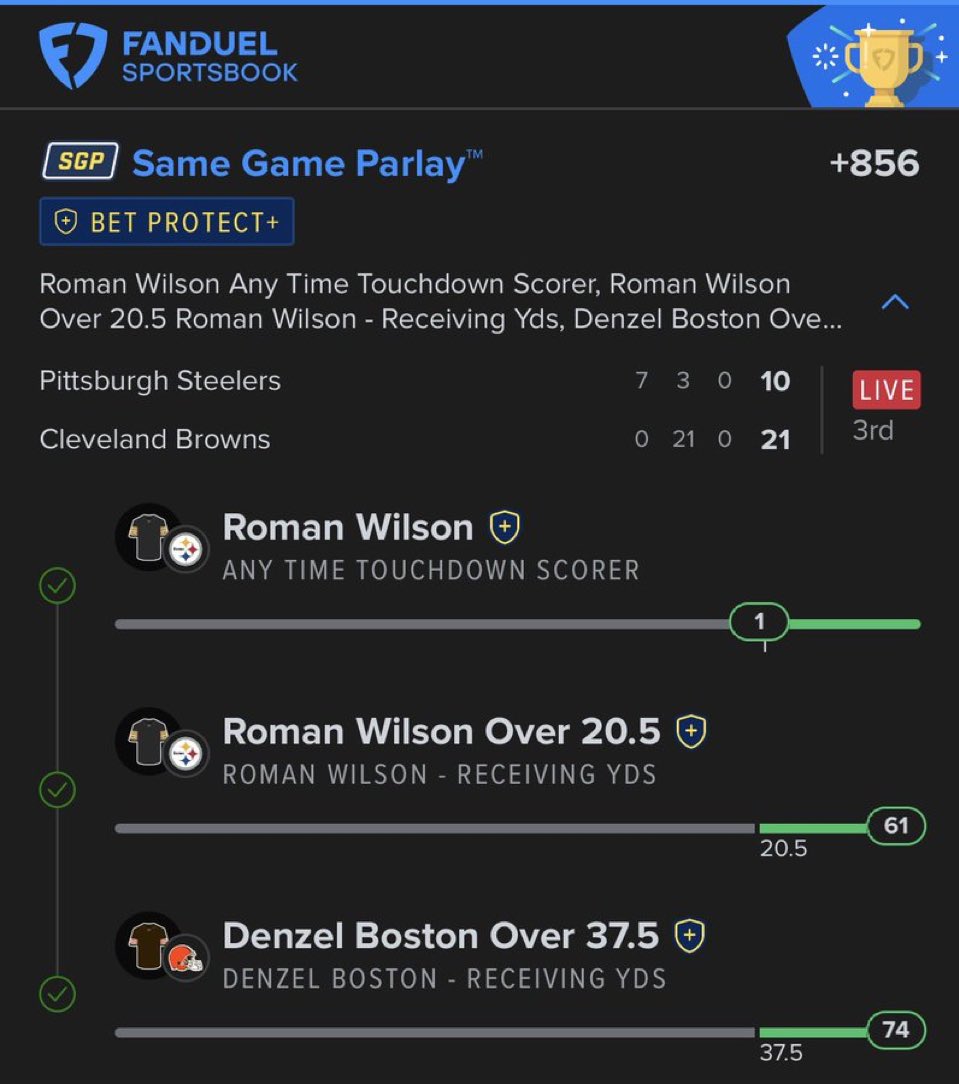 MallyParlay's tweet photo. Halftime W this game is cooking🔥🔥🔥

If you aren’t in the club you’re missing out big time gonna be a crazy Sunday🔒

#Steelers #Browns #Gambling𝕏 #RomanWilson https://t.co/wjM8k24LDu