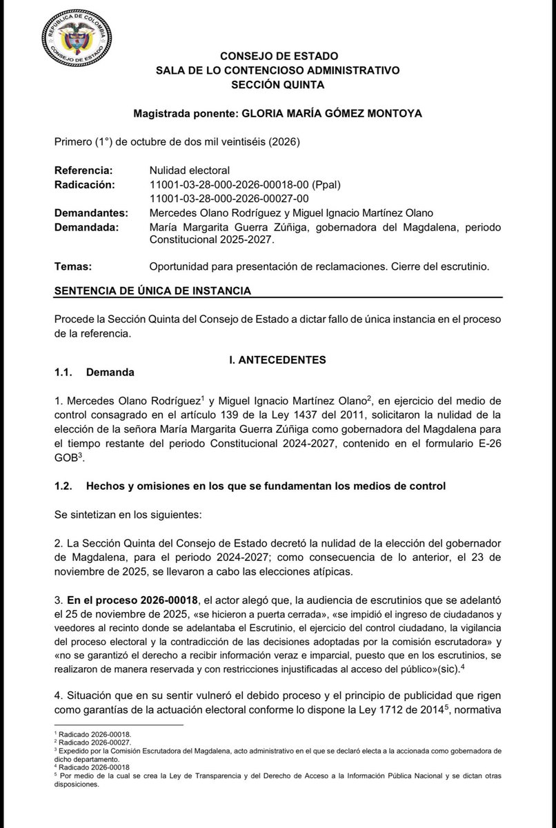 mmarguiguerra's tweet photo. Hoy el Consejo de Estado, a través de su Sección Quinta, ratificó y confirmó mi elección como gobernadora del Magdalena.

Continuaré ejerciendo el mandato que los magdalenenses me otorgaron en las urnas hasta diciembre de 2027.

¡Gracias a Dios y a todo el Magdalena por su confianza!