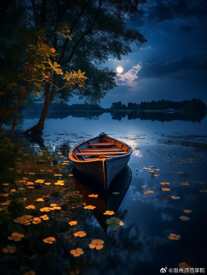 orangeboy14nav1's tweet photo. Breathtaking night view by the quiet lake, ripples gently shimmer, gratitude to the kind elder—even a slightly lame old man shares a warm smile with me. https://t.co/9jYlMpZ37B