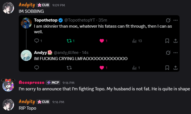 andy_4lifee's tweet photo. @TopothetopYT @moecchiato Nice knowing you, Topo. https://t.co/oYkmE2Wbl7