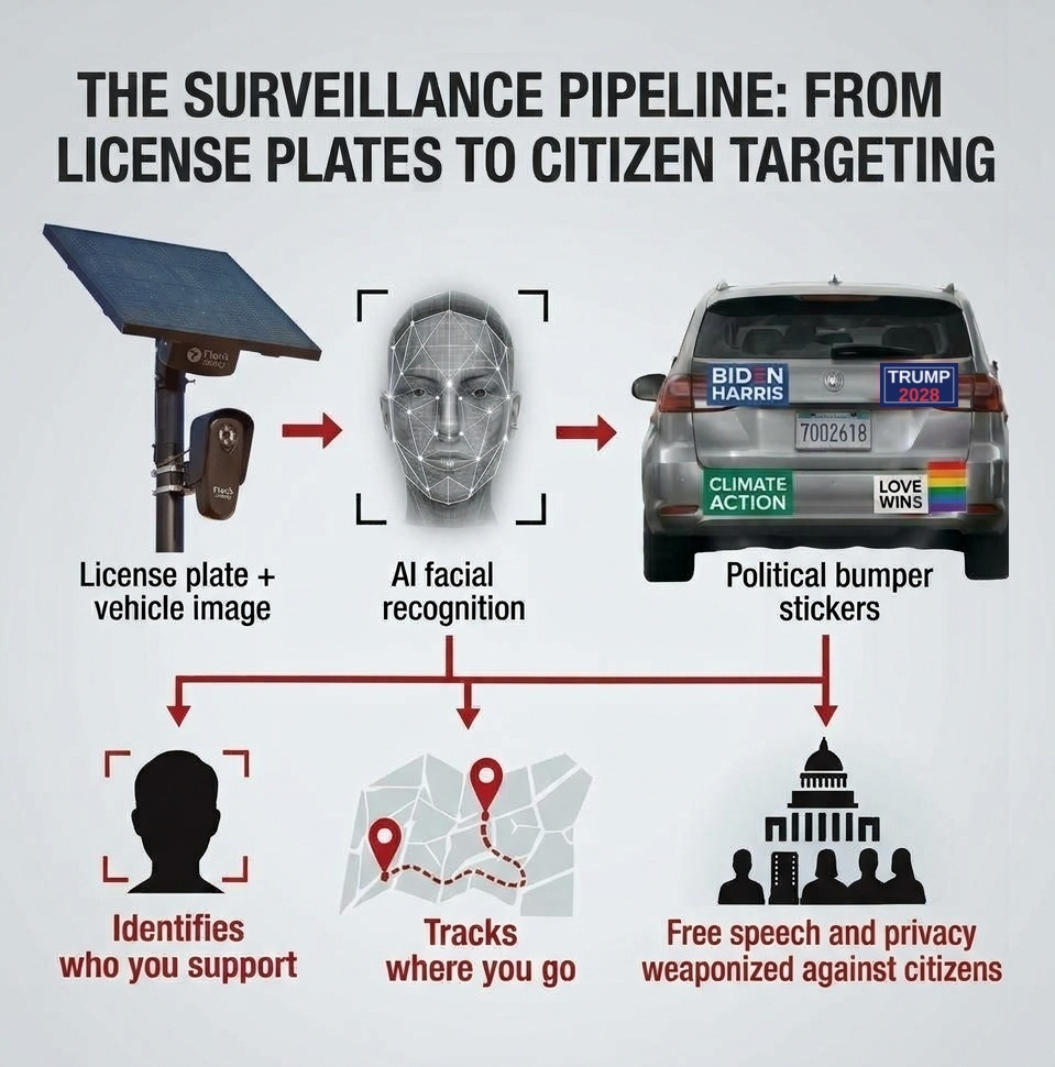 OrwellDay's tweet photo. When they say, "Flock is just a license plate reader."

And yes, private companies are already offering to add facial recognition to the Flock system for local police departments. https://t.co/zXcmaxdlBM