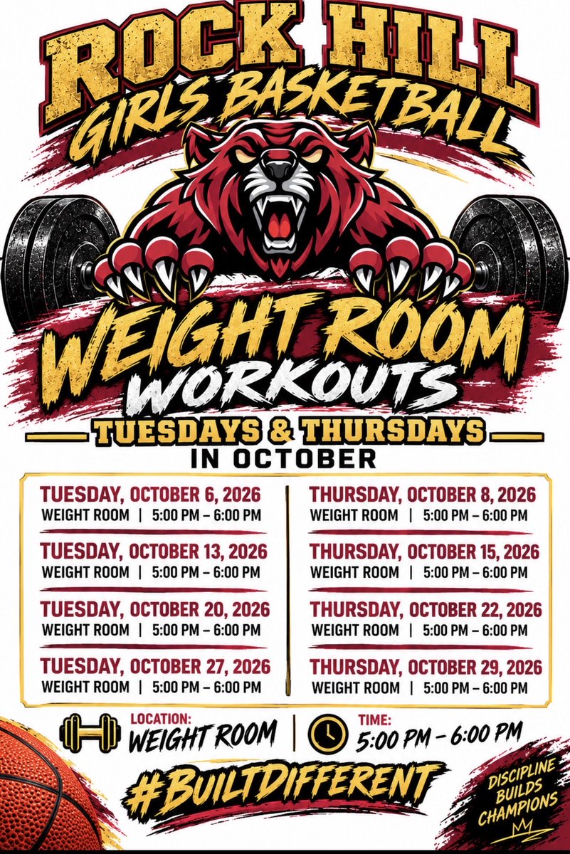 RHHSGirlsBBall's tweet photo. October Workout Schedule. #LetsGetIt
#BuiltDifferent Time2Work Lock๐N https://t.co/SwS3hyZRYf