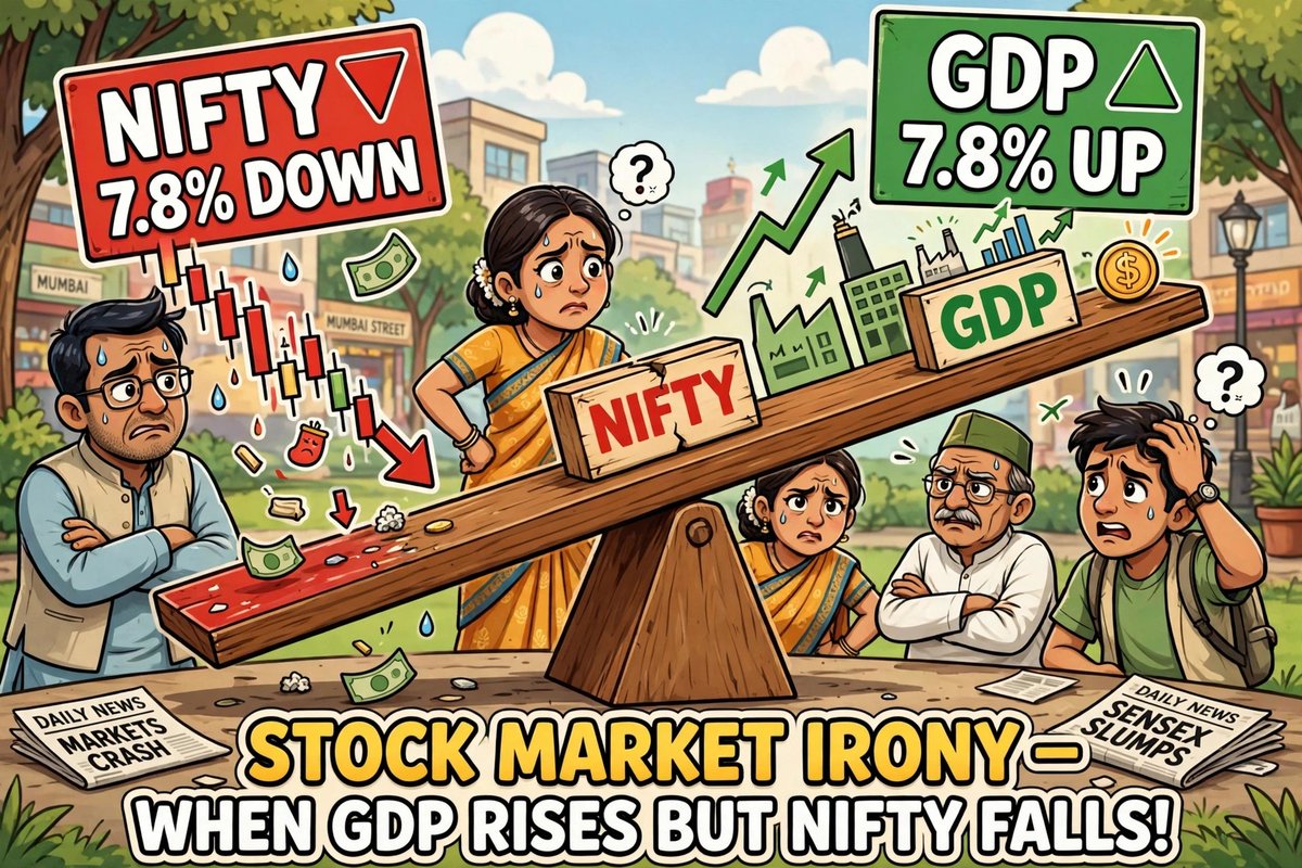 m_rajev's tweet photo. #interestingfact

#GDP up 7.8%, #Nifty down 7.8%.

Indian GDP at 7.8% was declared on 31st Aug'26 and #Nifty closed at 24,080 that day.

On 1st Oct, #Nifty made a low of 22,217 - down ∼7.8% from the GDP declaration day.

 #StockMarket #GandhiJayanti #Globo #BB28 #Flydubai https://t.co/sQUA0YjhPk