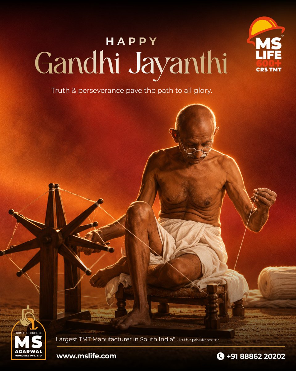 MSLife7's tweet photo. Change begins with the courage to stand for what is right and the perseverance to keep moving forward.

May we carry these values into everything we build.

Wishing everyone a meaningful and peaceful Gandhi Jayanti. 🙏

#GandhiJayanti #MahatmaGandhi #MSLife https://t.co/dtsdEvXxP4