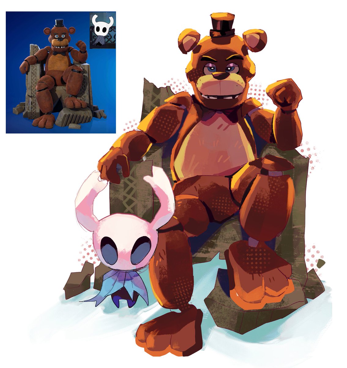 playcentermd's tweet photo. The Fazbear and his Knight https://t.co/wfQfLWRCuk
