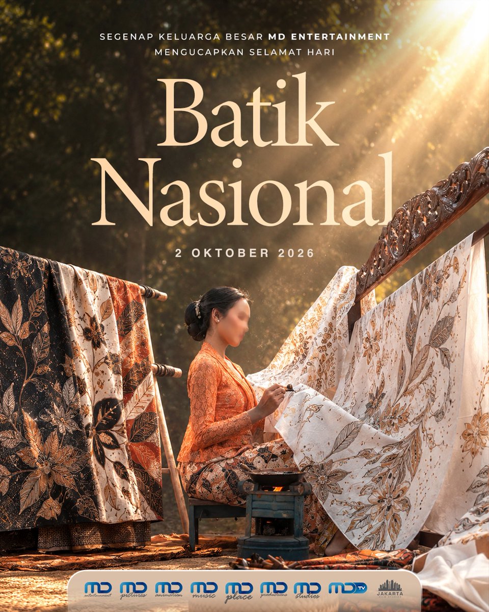 MDEntertainment's tweet photo. Selamat Hari Batik Nasional! 🇮🇩
Batik bukan sekadar kain, tetapi bagian dari cerita dan identitas bangsa. Mari terus bangga mengenakan, menghargai, dan melestarikan batik sebagai warisan budaya Indonesia!✨
#MDEntertainment
#MDPictures
#MDTV
#MDGroup https://t.co/D9FS4cLZTi