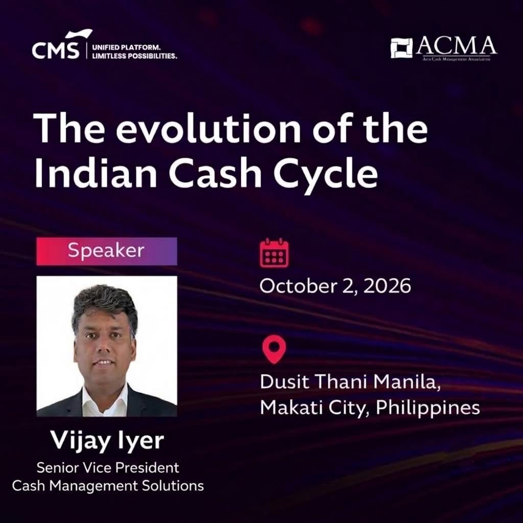 systems_cms's tweet photo. India’s cash story isn’t fading, it’s evolving. At the ACMA Forum Manila, Vijay Iyer, Senior VP, CMS, joins Oscar Esteban in a sharp conversation on “The Indian cash cycle evolution”, moderated by Scott Foster.
#ACMAForum #CashCycle #IndiaGrowthStory #CMSInfoSystems https://t.co/LYQXi5LEsz