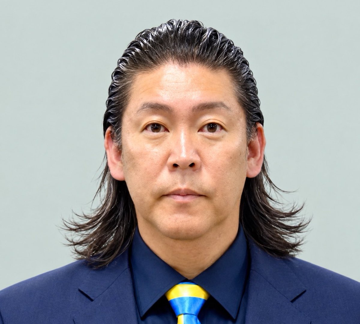 entame1983's tweet photo. 立花孝志被告のイメージです。

病んでもなく。
元気でした。

髪の毛はもうちょい短い感じ。
後ろ髪を遊ばしてる感じ
スーツは紺色でノーネクタイ
#立花孝志 https://t.co/8HWclEVwNv