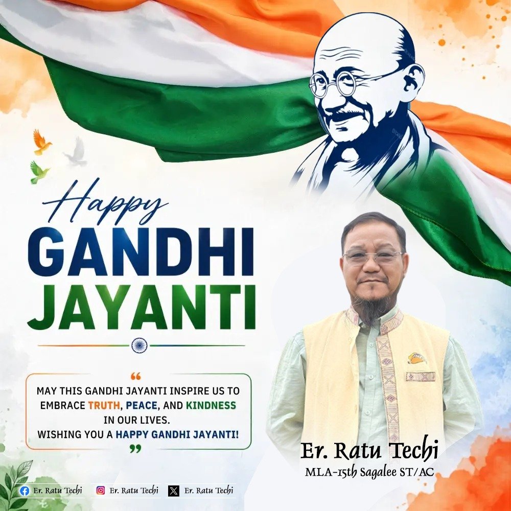 ratutechi123's tweet photo. On this sacred occasion of Gandhi Jayanti, let us bow our heads in remembrance of Mahatma Gandhi, whose life taught us that true strength lies in truth, courage, peace, and compassion.

May his dream of a united, peaceful and self-reliant India continue to live in our hearts. Let us honour his legacy not only with words, but by choosing kindness over hatred, unity over division, and service to our nation over self-interest.

May the spirit of Bapu forever guide our beautiful Bharat.

Vande Mataram! 🇮🇳❤️