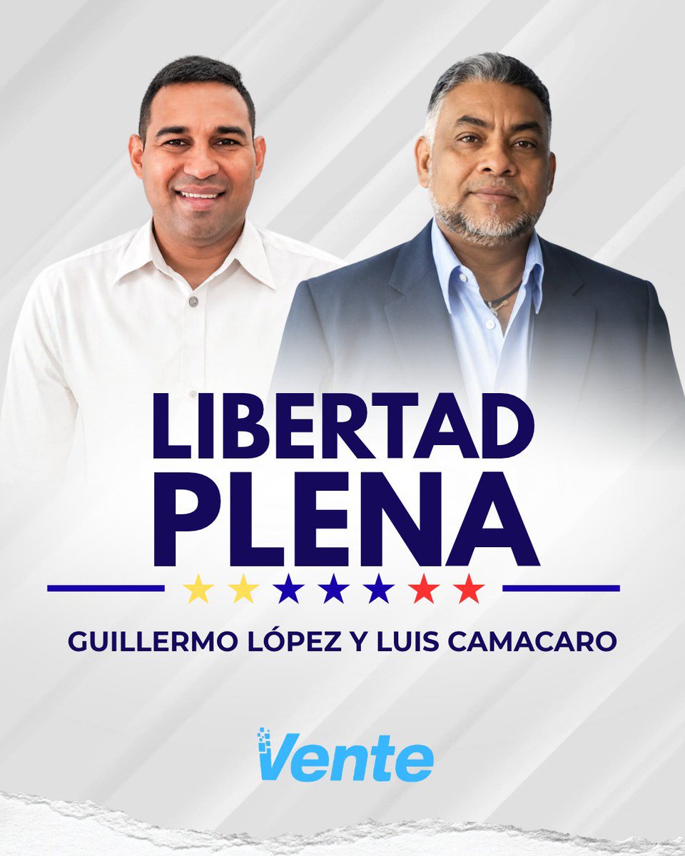 VenteDDHH's tweet photo. ¡POR FIN LIBRES! 🚨

Guillermo López y Luis Camacaro, dirigentes de Vente Venezuela fueron absueltos y reciben su libertad plena, este #1Oct. 

Tras ser secuestrados por el régimen en enero de 2024, pasar más de 2 años presos injustamente y ser sometidos a un régimen de presentación durante varios meses, hoy consiguen su libertad plena. 

Esto representa el fin de la persecución judicial. 

¡Seguiremos luchando por obtener justicia, reparación y garantías de NO repetición! 🇻🇪