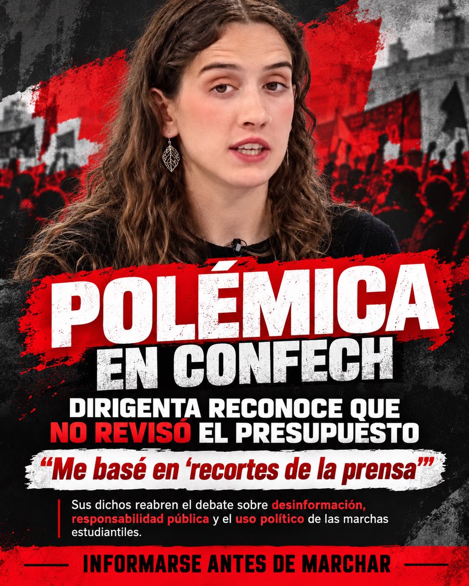 Bartjunior8324's tweet photo. 🚨‼️Cuica del PC y presidenta de la CONFECH reconoce que no sabía que no iban a recortar en educación y que solo se basó por “recortes de la prensa “ . Marchas utilizan a tontos útiles del PC . https://t.co/qxw2fGXLmC