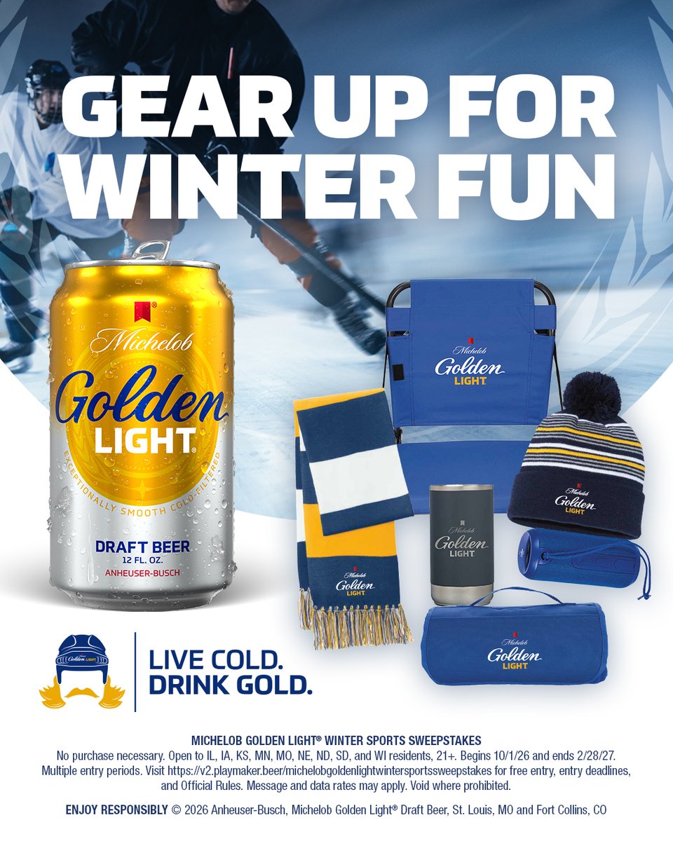 MichGoldenLight's tweet photo. Winter plans? We have a few ideas. Now is your chance to win a Michelob Golden Light Winter Prize Pack. ❄️

Enter here: https://t.co/i7AeZT26D0 https://t.co/17WDeRfKHv