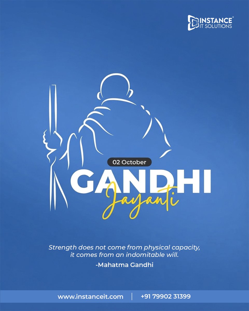 instance_it's tweet photo. Strength is not just about what we can do, but the will to keep moving forward. 🇮🇳
Remembering Mahatma Gandhi and his timeless message of strength, peace, and perseverance on Gandhi Jayanti.
#instanceit #gandhijayanti #mahatmagandhi #gandhijayanti2026 #peace #india https://t.co/EjqwoEJDkp