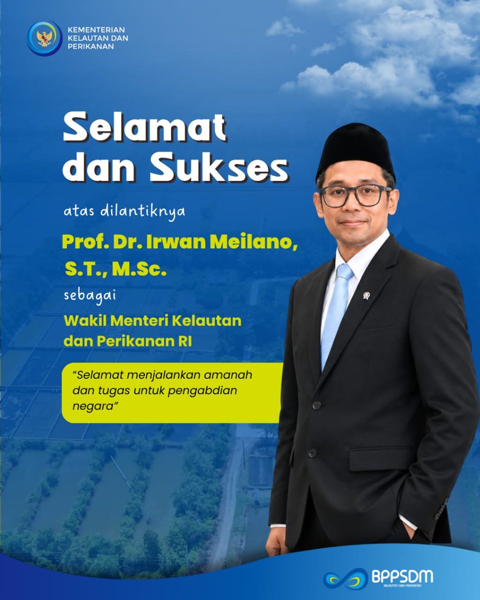 bpmkp_maros's tweet photo. Selamat dan sukses atas dilantiknya Prof. Dr. Irwan Meilano, S.T., https://t.co/9K7ehG74Hk. sebagai Wakil Menteri KKP RI.

Semoga amanah dalam menjalankan tugas dan pengabdian, serta turut memperkuat pembangunan sektor kelautan dan perikanan Indonesia.

#PelantikanWakilMenteriKKP https://t.co/1BtW0lziUt