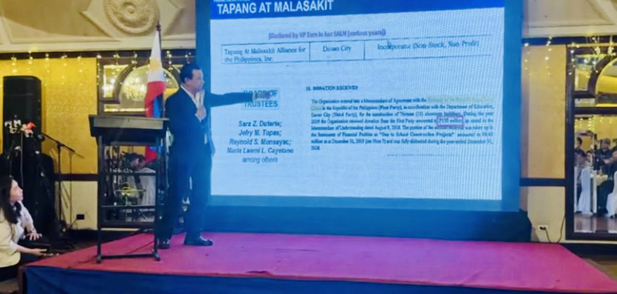 imtheatan's tweet photo. 🔥 𝗦𝗘𝗟𝗟𝗜𝗡𝗚 𝗢𝗨𝗧 𝗧𝗢 𝗕𝗘𝗜𝗝𝗜𝗡𝗚  

Former Senator Antonio Trillanes IV alleged that Vice President Sara Duterte's foundation accepted a ₱150 million donation directly from the Embassy of the People’s Republic of China.

Whoa! 

Is that they she was compelled to
speak Chinese at a public event? 

For me, taking ₱150 million from Beijing while Chinese vessels bully Filipino fishermen in the West Philippine Sea is absolute treasonous hypocrisy. 

Sara Duterte wraps herself in pseudo-patriotic posturing, yet her foundation seemingly has no qualms cashing checks from a foreign aggressor.