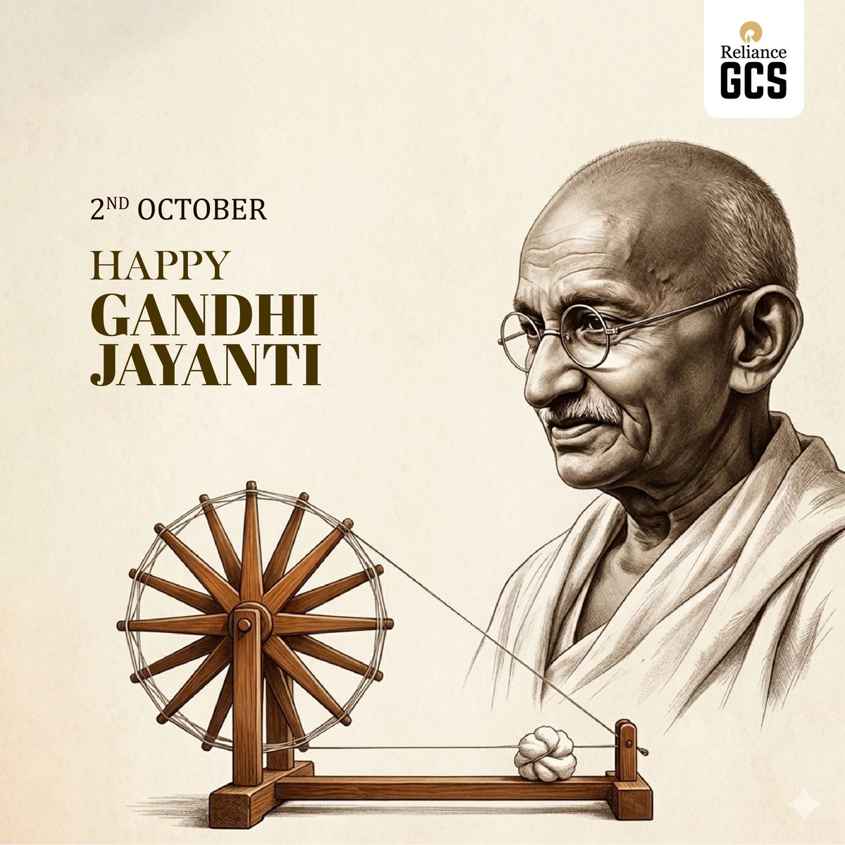 RelianceGCS's tweet photo. Team #RelianceGCS respectfully honours #MahatmaGandhi, whose vision &amp; values continue to guide the nation. 

His ideas inspire our commitment towards our duty every day. 

#GandhiJayanti2026 #GandhiJayanti
#SecurityFirst #BeyondLimits #CorporateSecurity

@ril_updates https://t.co/ot4OrDiTnj